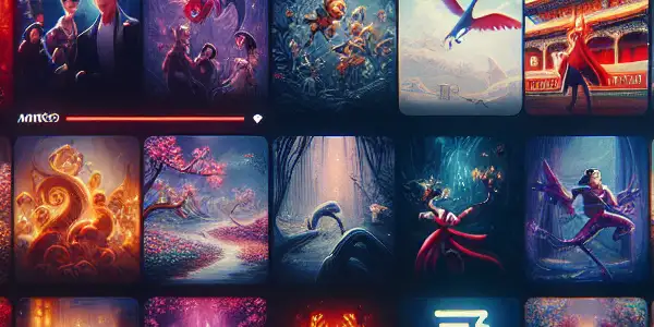 A modern digital interface showcasing a variety of colorful Japanese adult film thumbnails in a cozy, inviting setting.