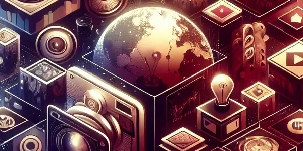 A modern digital media interface featuring vibrant thumbnails for adult films, set against a warm, inviting background.